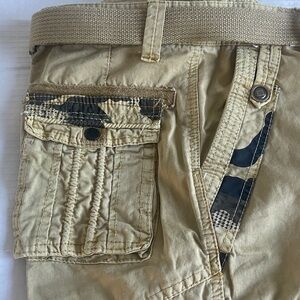 Men's Tan Cargo Pants with Belt
